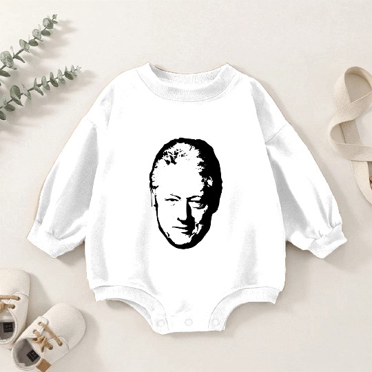 Bill Clinton Black On White Pop Art Baby Romper Sweatshirts