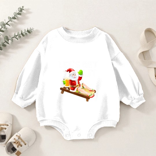 Lets Get Lit Santa Funny Christmas In July Santa Baby Romper Sweatshirts