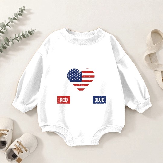 My Patriotic heart red white blue 4th of July Baby Romper Sweatshirts