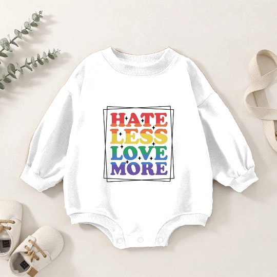 Vintage LGBT Pride Month Hate Less Love More Baby Romper Sweatshirts