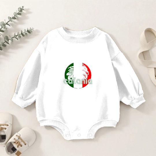 Catania Italy Flag Native Palm Tree Italian Baby Romper Sweatshirts