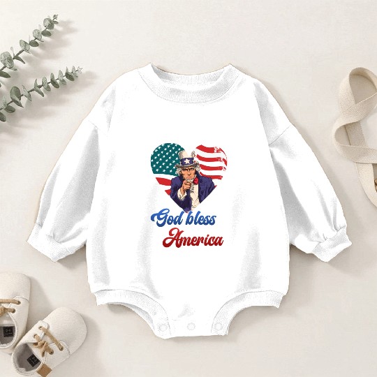 God Bless America Independence Day 4th July USA Baby Romper Sweatshirts