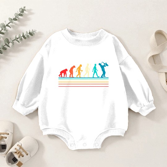 Saxophone Retro Vintage Evolution Of Baby Romper Sweatshirts