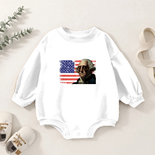 Merica George Washington Independence Day USA Baby Romper Sweatshirts