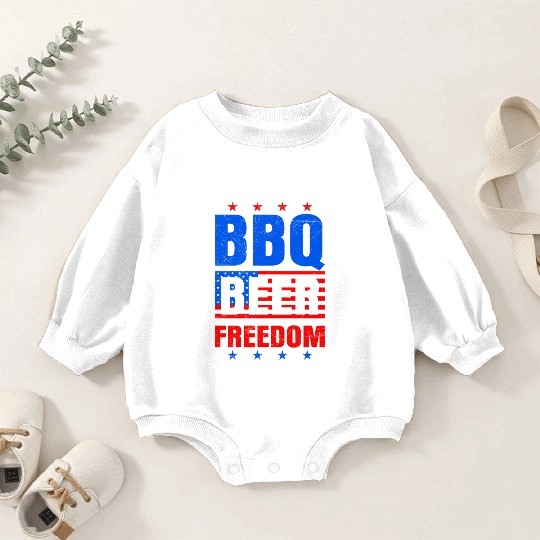 BBQ Beer Freedom Independence Day USA Party Fan Baby Romper Sweatshirts