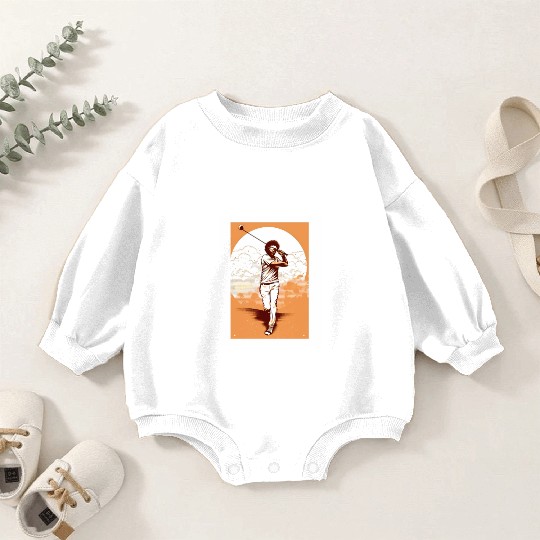 Golfer Afro Man Golf Player African American Baby Romper Sweatshirts