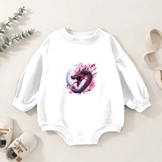 Japanese Dragon Cool Oriental Asian Dragon Humor Baby Romper Sweatshirts