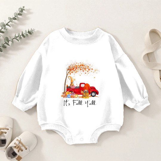 It's Fall Y'all Girls Fall Vibes Autumn Leaves Baby Romper Sweatshirts