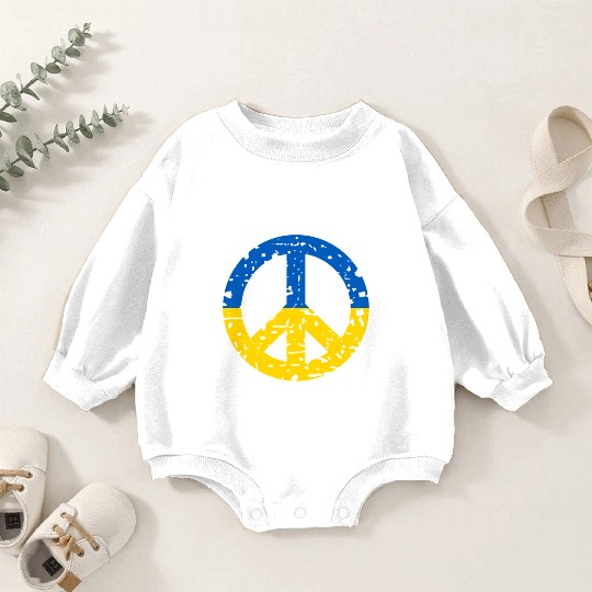 Ukraine Peace Sign Ukrainian Flag Colors Baby Romper Sweatshirts