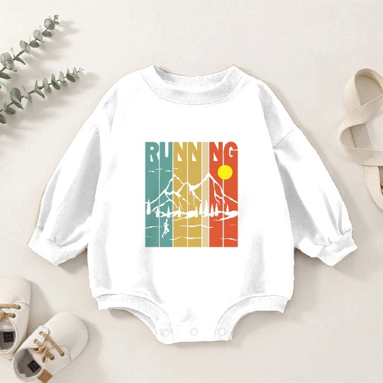 Retro Running Outdoors Funny Baby Romper Sweatshirts