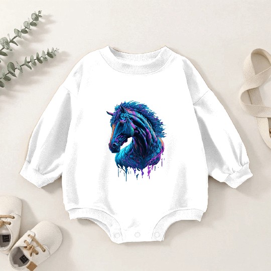 Neon Horse Graffiti Baby Romper Sweatshirts