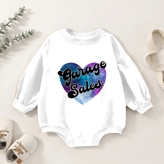 Garage Sales purple blue watercolor heart Baby Romper Sweatshirts