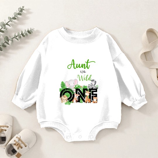 Aunt of The Wild One Zoo 39 s Happy Birthday Baby Romper Sweatshirts