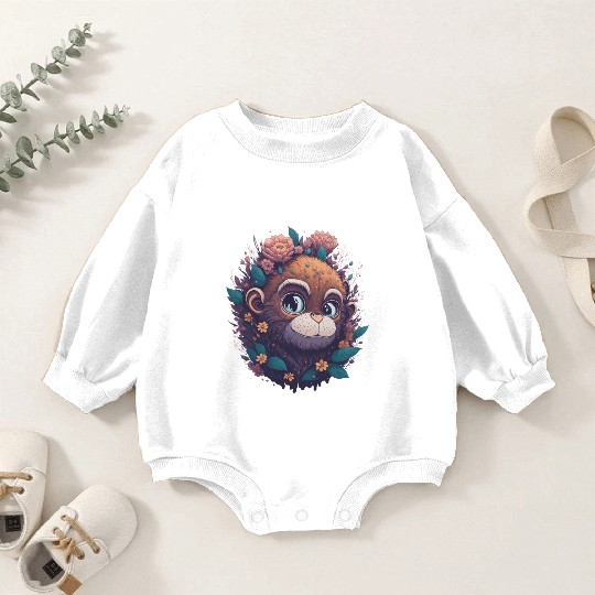Monkey lovers gift - monkey painting Baby Romper Sweatshirts
