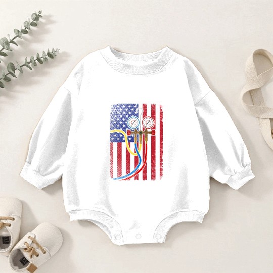 Patriotic HVAC Technician American Flag HVAC Tech Baby Romper Sweatshirts