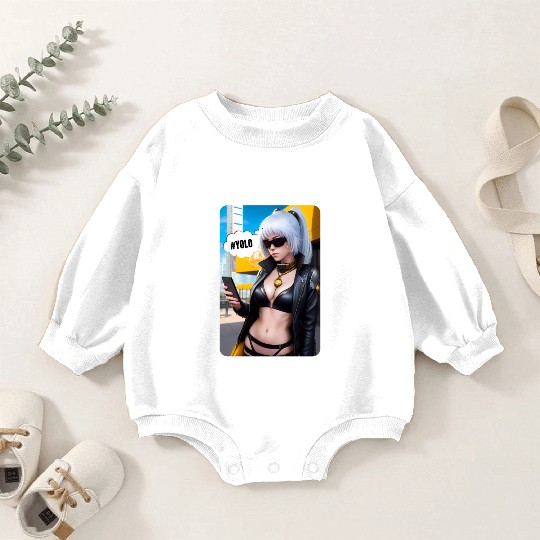 Cyberpunk Waifu Influencer Design 2 Baby Romper Sweatshirts