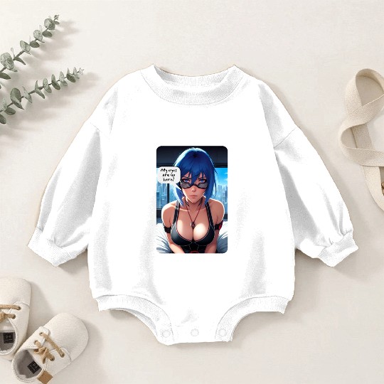 Cyberpunk Waifu Influencer Design 10 Baby Romper Sweatshirts