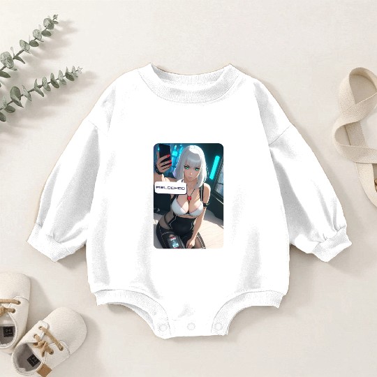 Cyberpunk Waifu Influencer Design 1 Baby Romper Sweatshirts