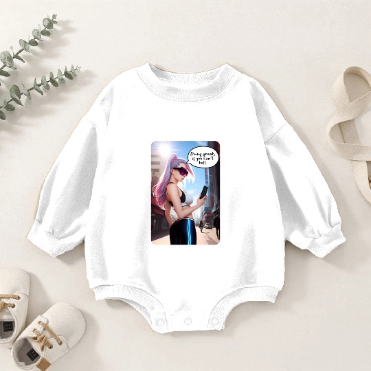 Cyberpunk Waifu Influencer Design 7 Baby Romper Sweatshirts