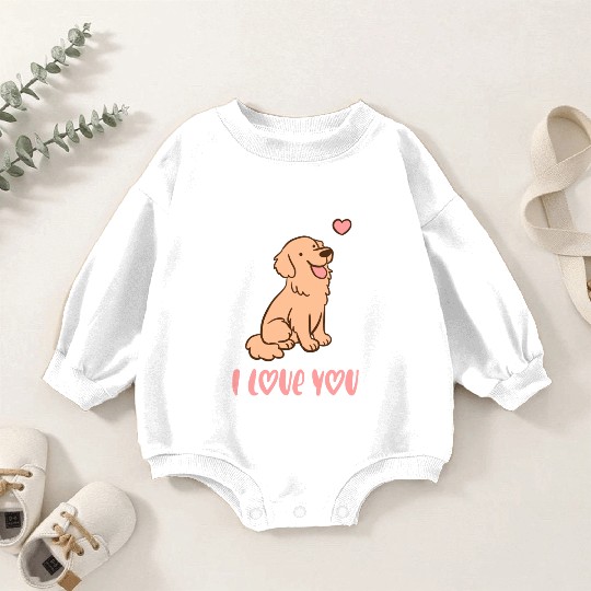 I Love You Cute Golden Retriever Illustration A Baby Romper Sweatshirts