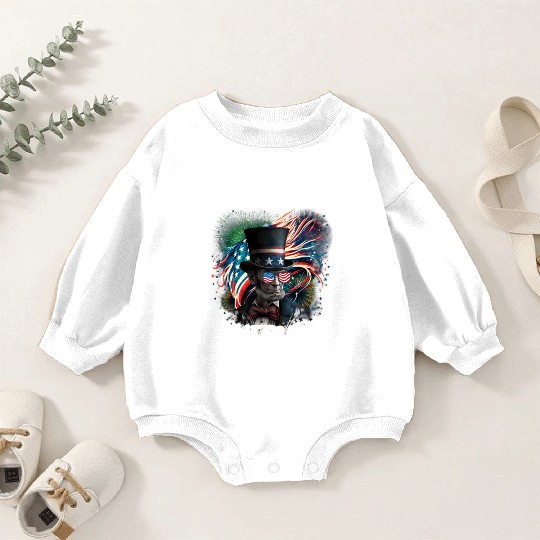 Merica Lincoln Independence Day Party 4th July Baby Romper Sweatshirts