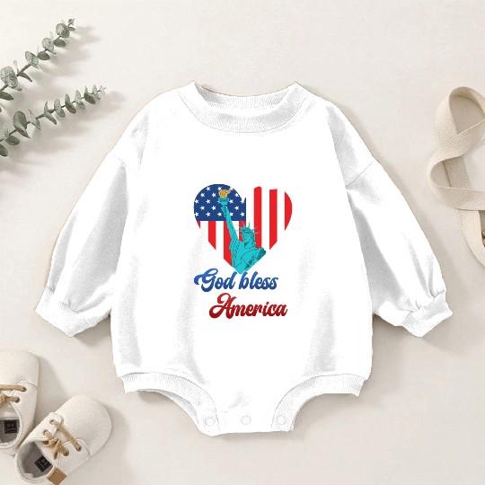 God Bless America Independence Day 4th July USA Baby Romper Sweatshirts