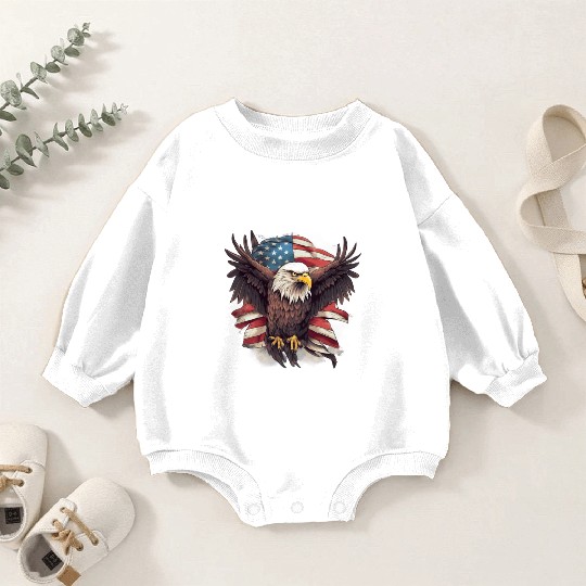Merica Patriotic USA Eagle Baby Romper Sweatshirts