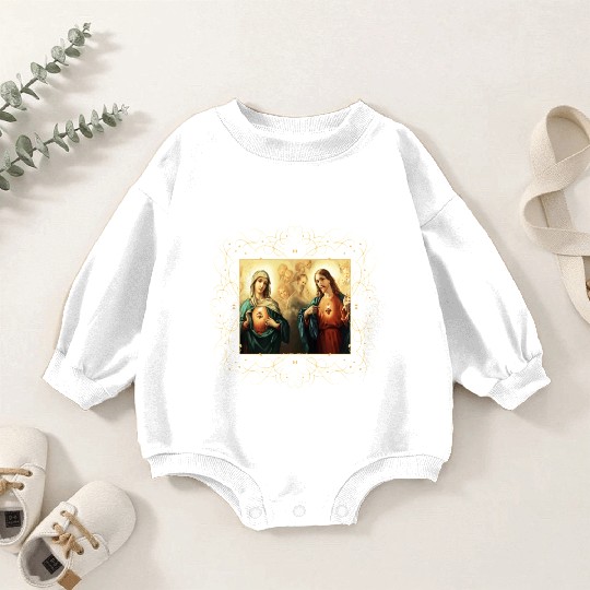 Sacred Heart and Immaculate Heart Picture Jesus an Baby Romper Sweatshirts