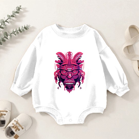 Ancient Aztec Mask in magenta Baby Romper Sweatshirts