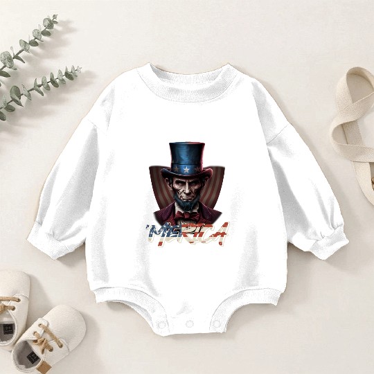Merica Lincoln Independence Day Party 4th July Baby Romper Sweatshirts