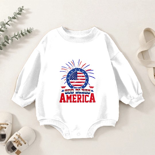 God Bless America Independence Day USA Patriot Baby Romper Sweatshirts