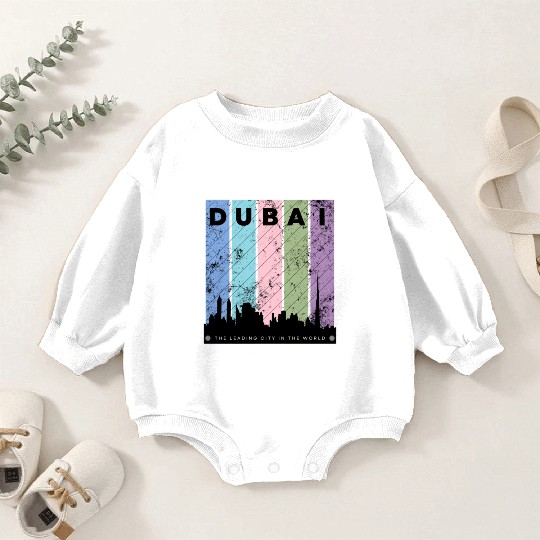 Black Colorful Dubai The Leading City in the World Baby Romper Sweatshirts