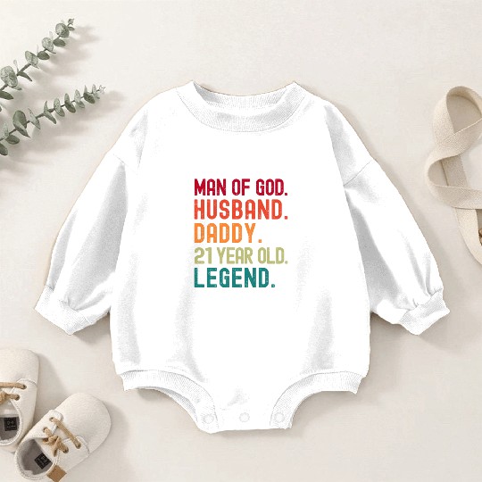Man of God Husband Dad Vintage 21st Birthday Baby Romper Sweatshirts