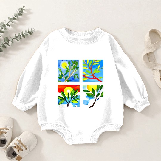 Laughing Olive Branch - Sustainable Harmony Baby Romper Sweatshirts
