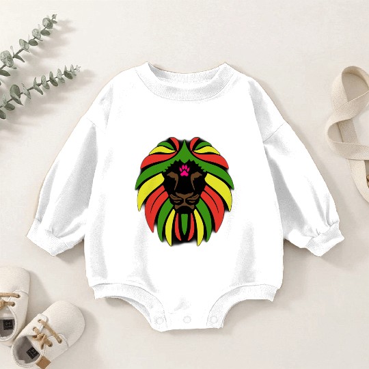 lion of the african forest with forest colors Baby Romper Sweatshirts
