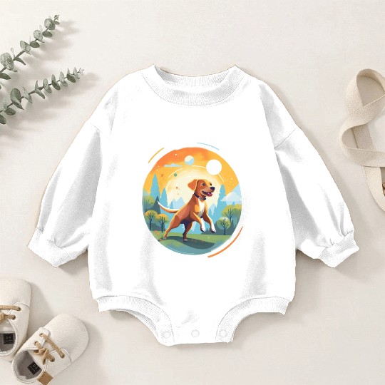 Joyful Dog in Summer Park Baby Romper Sweatshirts