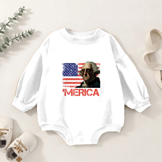 Merica George Washington Independence Day USA Baby Romper Sweatshirts