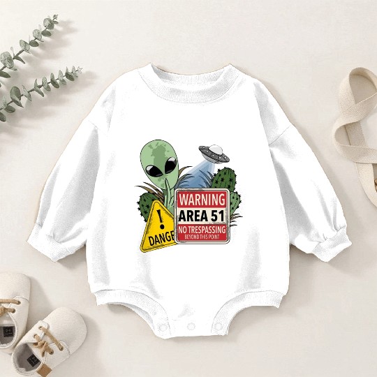 Warning Area 51 No Trespassing Beyond This Point Baby Romper Sweatshirts