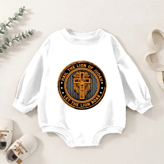 Hail the lion of Judah let the lion roar cross Baby Romper Sweatshirts