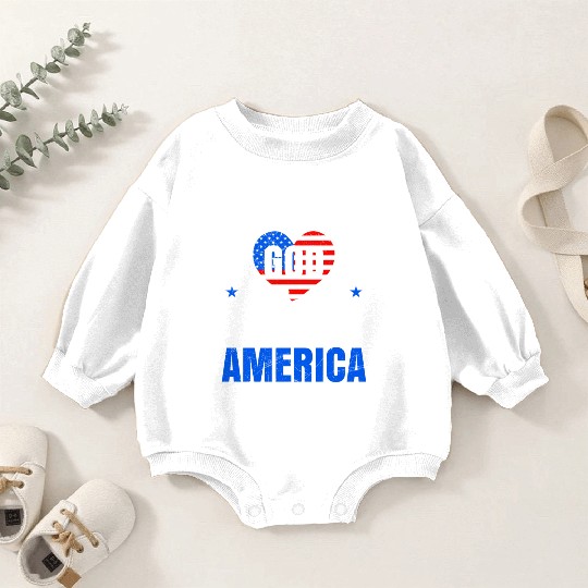 God Bless America Independence Day Party USA Baby Romper Sweatshirts