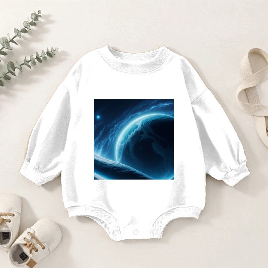 a close-up of a planet with a star in the backgrou Baby Romper Sweatshirts