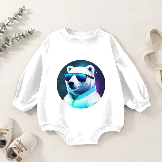 Cool polar bear with sunglasses Baby Romper Sweatshirts