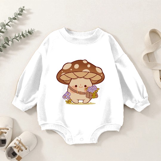Flower Picking Mushroom Baby Romper Sweatshirts