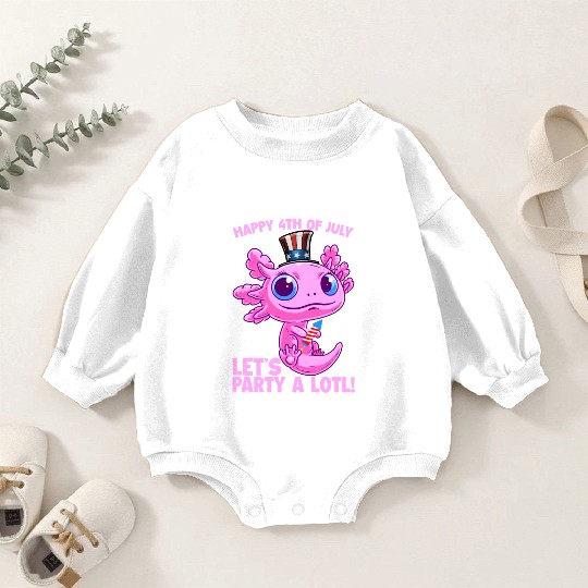 Axolotl 4th of July Patriotic Independence Day Mat Baby Romper Sweatshirts
