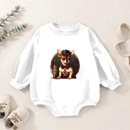 Chihuahua - France French Wine Cute Dog Souvenir Baby Romper Sweatshirts