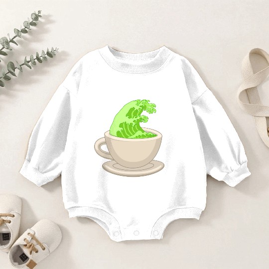 Matcha Latte Great Green Tea Wave Baby Romper Sweatshirts
