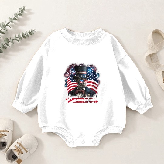 Merica Lincoln Independence Day Party 4th July Baby Romper Sweatshirts