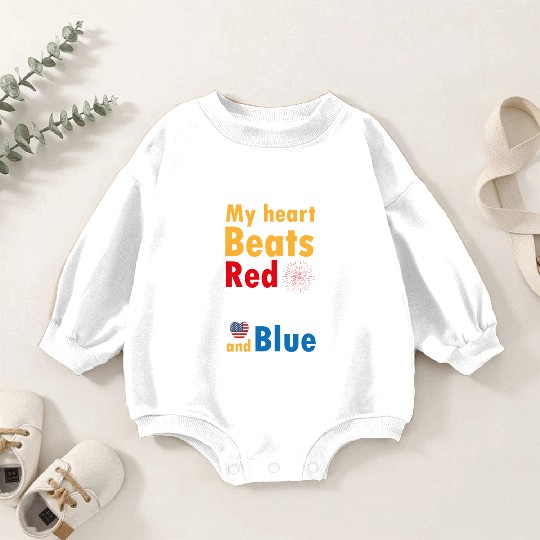 my heart beats red white and blue Baby Romper Sweatshirts