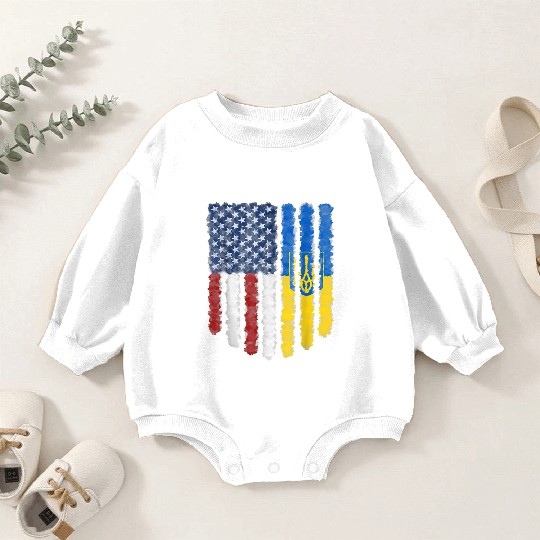 Ukrainian American Flag Ukraine Usa America Roots Baby Romper Sweatshirts