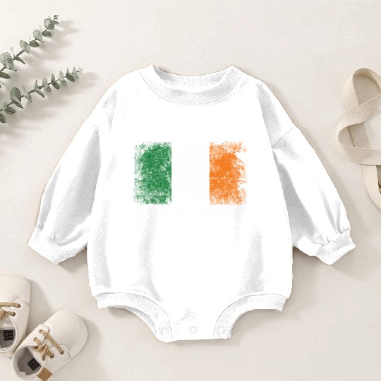 St Patrick's Day Patriotic Distressed Irish Flag Baby Romper Sweatshirts